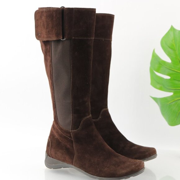 Paul Green Shoes - Paul Green Women's Abby Riding Boot Size 7.5 Tall Brown Suede Stretch Zip Up